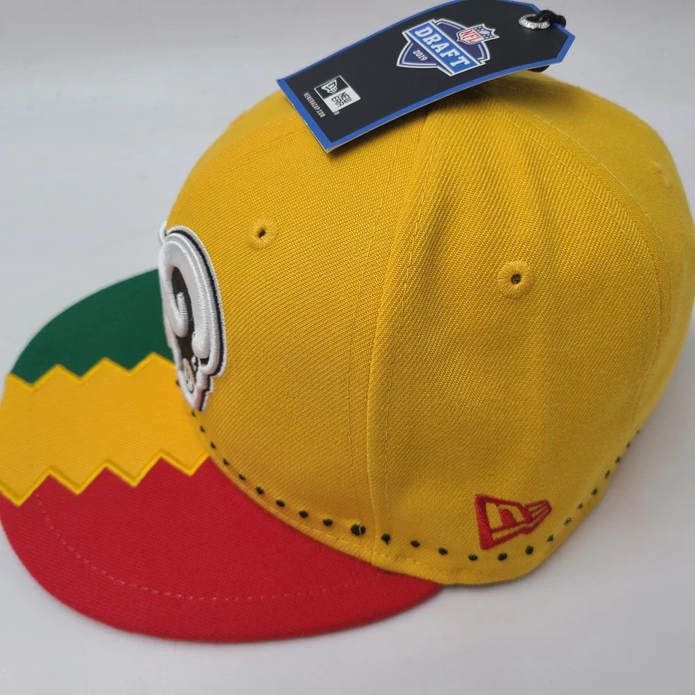 Los Angeles Rams Hat Fitted 7 New Era 59Fifty Yellow Green Red NFL Draft 2019